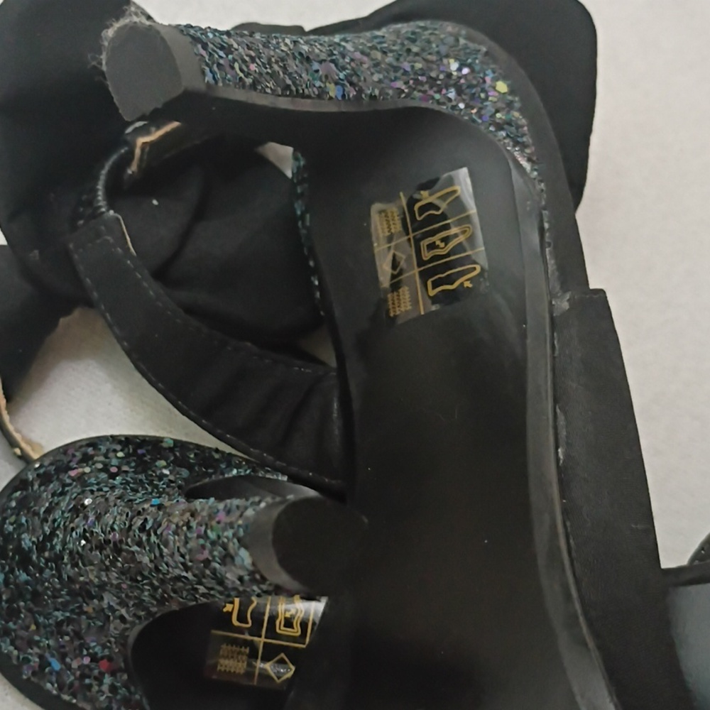 J.Renee Black Bow Ankle-Strap Stiletto Sandals - Picture 9 of 10
